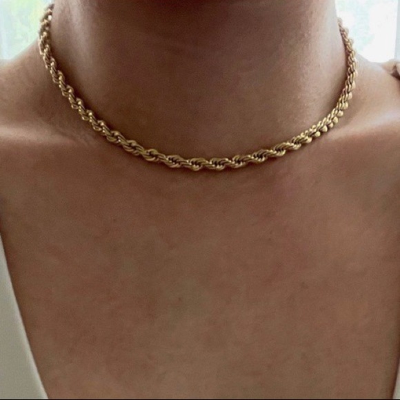 New 18k Gold Twisted Cuban Chain Necklace - Picture 5 of 5